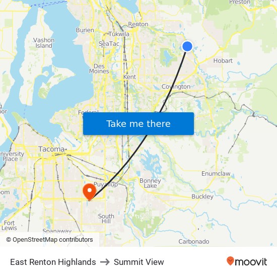 East Renton Highlands to Summit View map