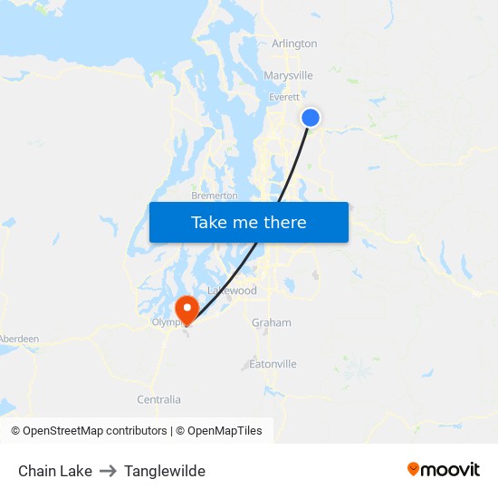 Chain Lake to Tanglewilde map