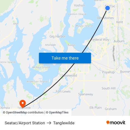 Seatac/Airport Station to Tanglewilde map