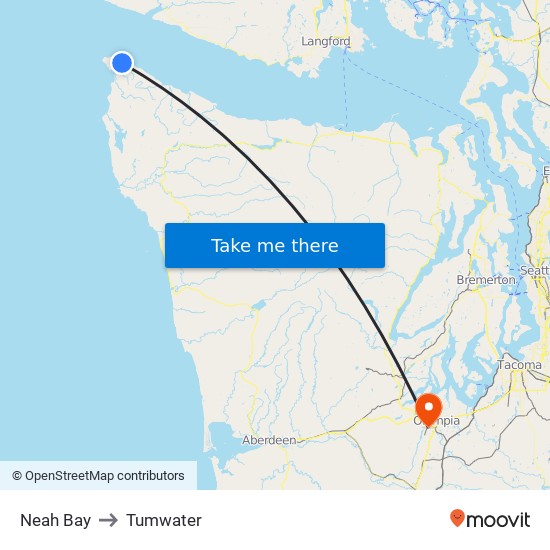 Neah Bay to Tumwater map