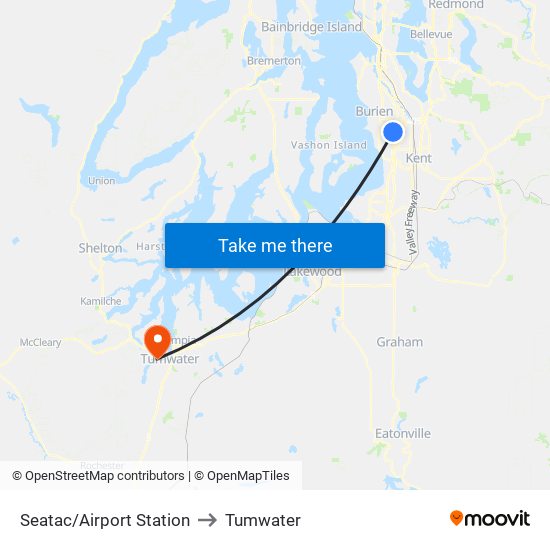 Seatac/Airport Station to Tumwater map