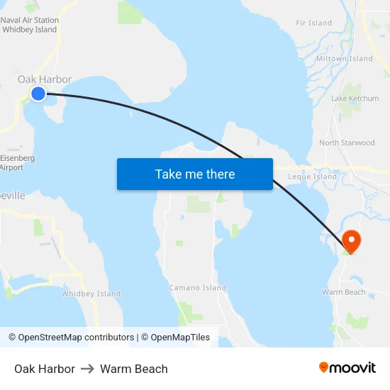 Oak Harbor to Warm Beach map