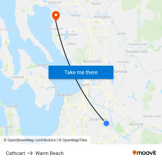 Cathcart to Warm Beach map