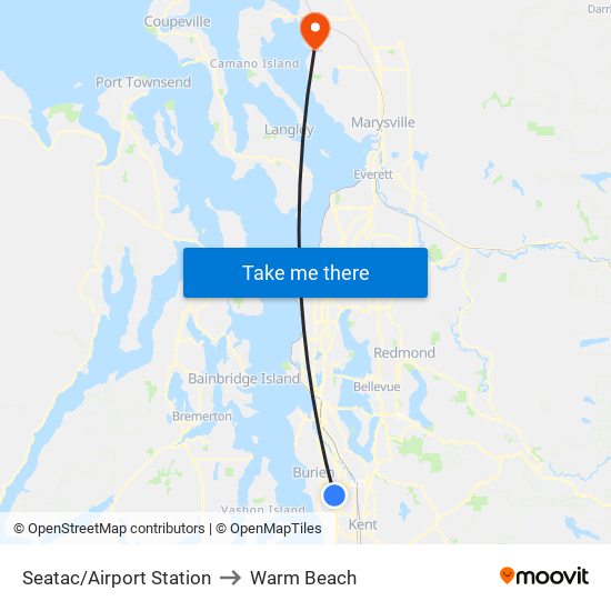 Seatac/Airport Station to Warm Beach map