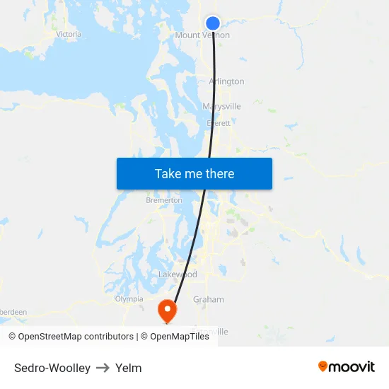 Sedro-Woolley to Yelm map