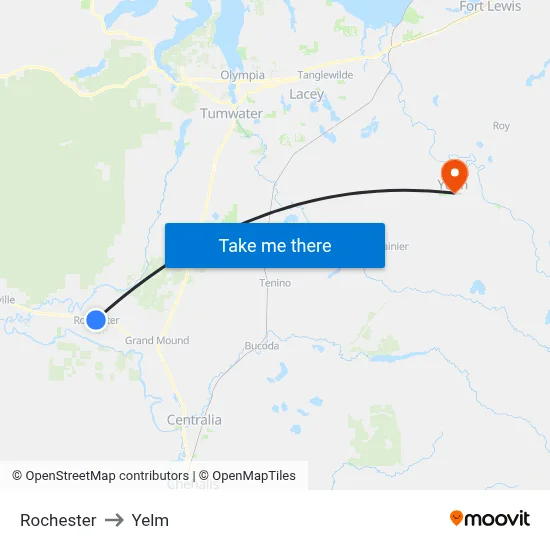Rochester to Yelm map