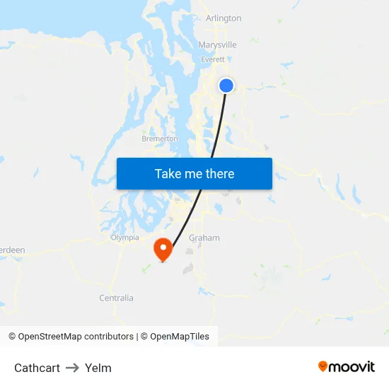 Cathcart to Yelm map