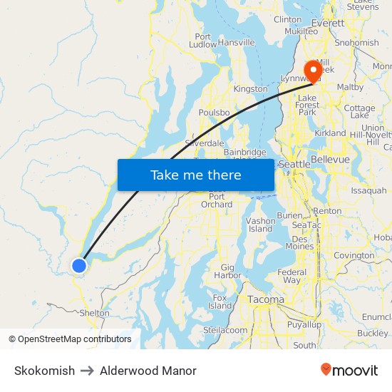 Skokomish to Alderwood Manor map