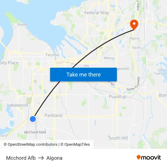 Mcchord Afb to Algona map