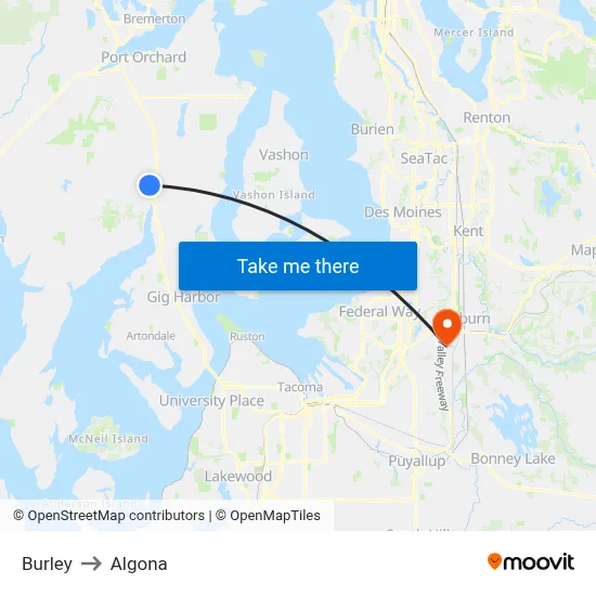 Burley to Algona map