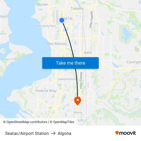 Seatac/Airport Station to Algona map