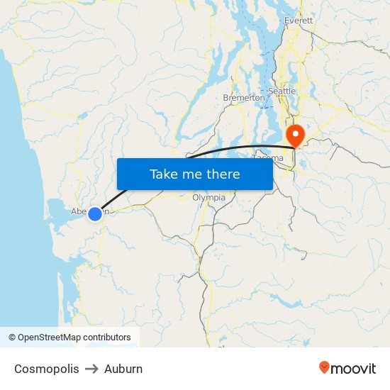 Cosmopolis to Auburn map