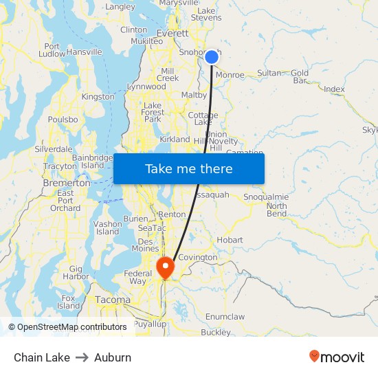 Chain Lake to Auburn map