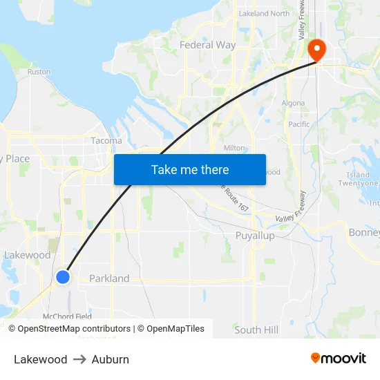 Lakewood to Auburn map