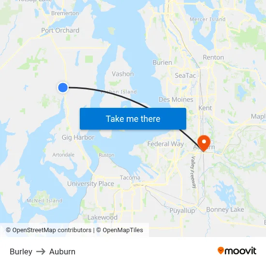 Burley to Auburn map