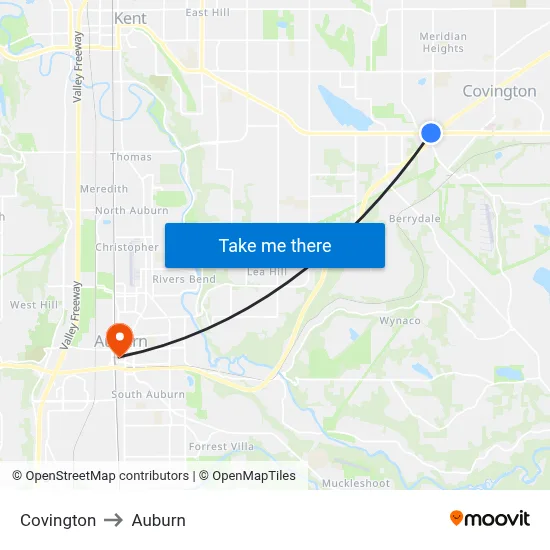 Covington to Auburn map