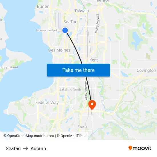 Seatac to Auburn map