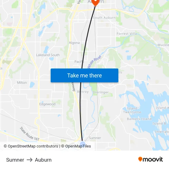 Sumner to Auburn map