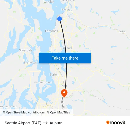 Seattle Airport (PAE) to Auburn map