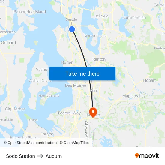 Sodo Station to Auburn map