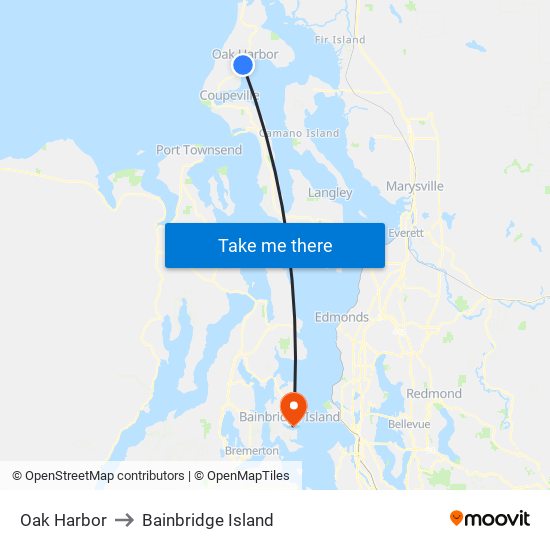 Oak Harbor to Bainbridge Island map