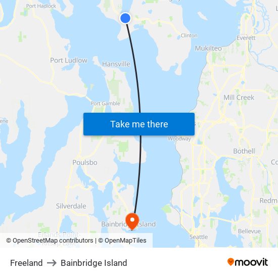 Freeland to Bainbridge Island map