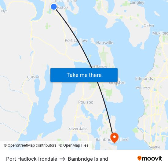 Port Hadlock-Irondale to Bainbridge Island map