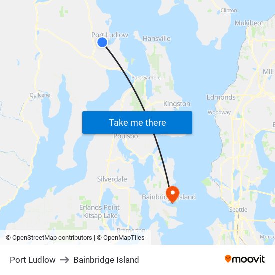 Port Ludlow to Bainbridge Island map