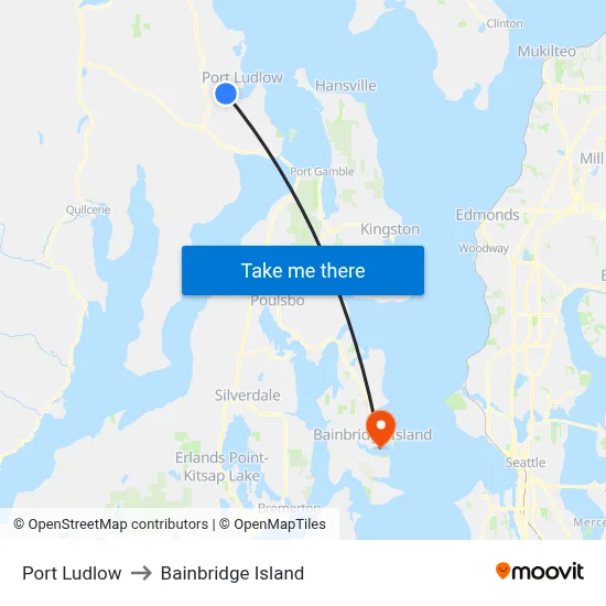 Port Ludlow to Bainbridge Island map