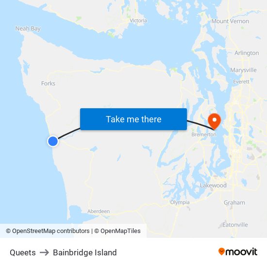 Queets to Bainbridge Island map