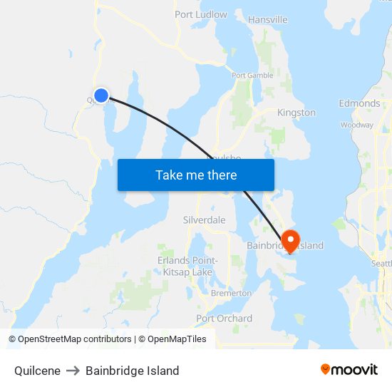 Quilcene to Bainbridge Island map