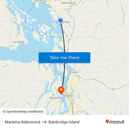 Marietta-Alderwood to Bainbridge Island map
