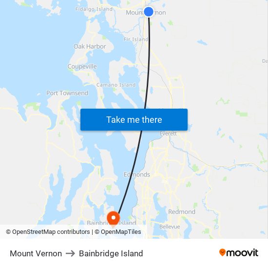 Mount Vernon to Bainbridge Island map