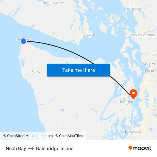 Neah Bay to Bainbridge Island map