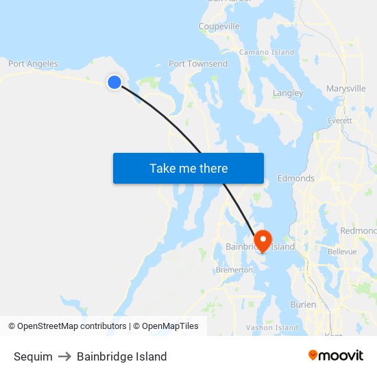 Sequim to Bainbridge Island map