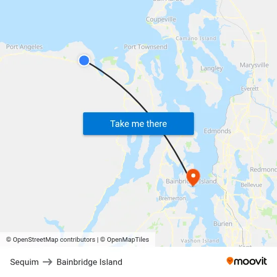 Sequim to Bainbridge Island map