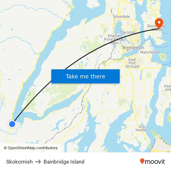 Skokomish to Bainbridge Island map