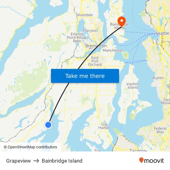 Grapeview to Bainbridge Island map