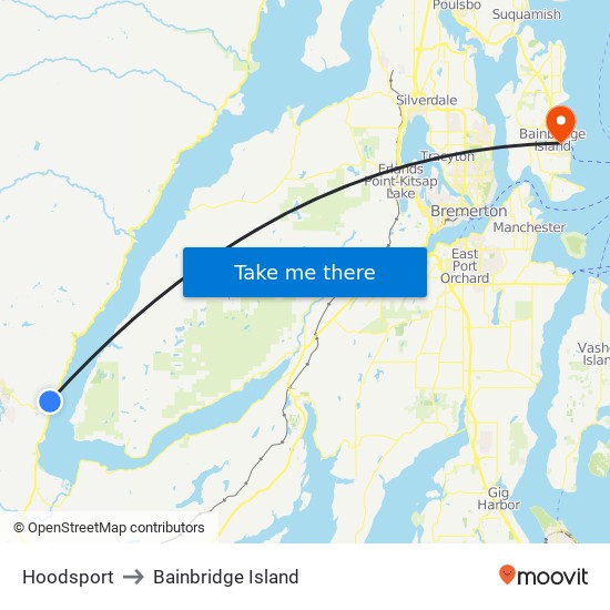 Hoodsport to Bainbridge Island map