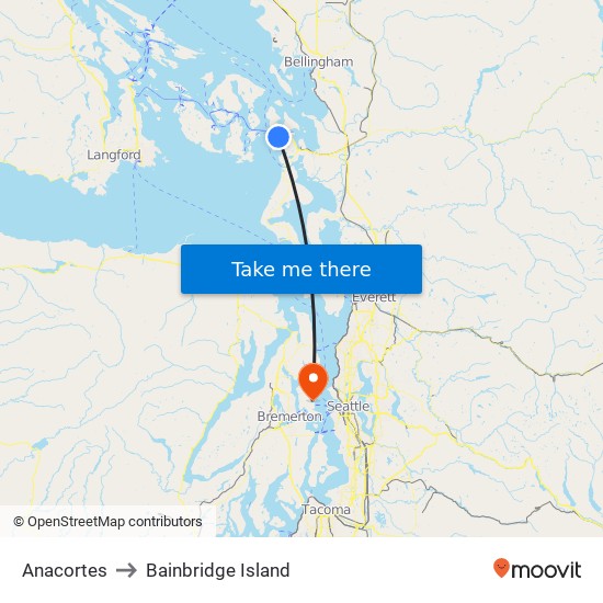 Anacortes to Bainbridge Island map