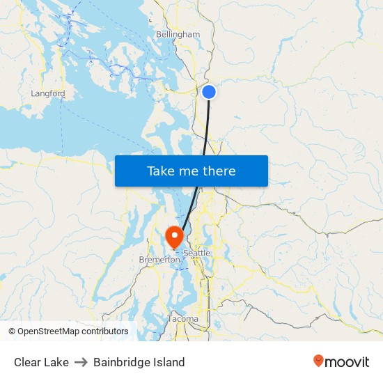 Clear Lake to Bainbridge Island map