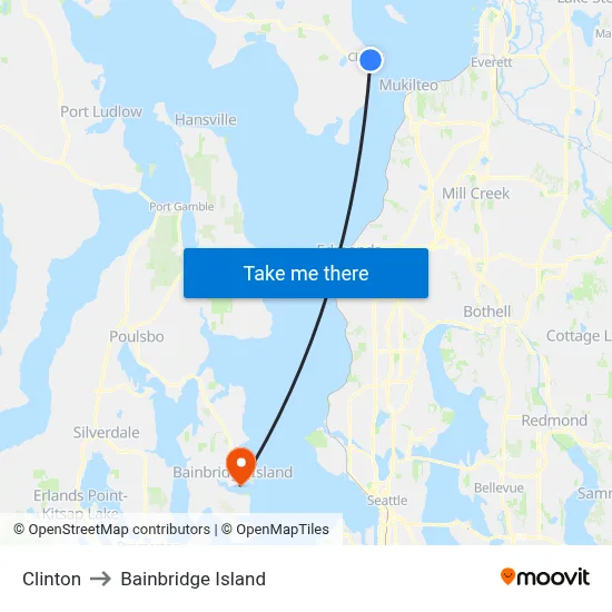 Clinton to Bainbridge Island map