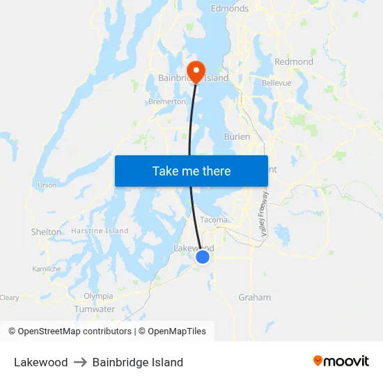 Lakewood to Bainbridge Island map