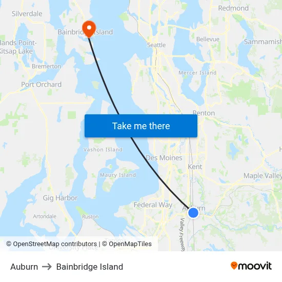 Auburn to Bainbridge Island map
