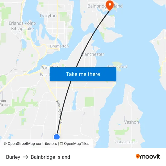 Burley to Bainbridge Island map