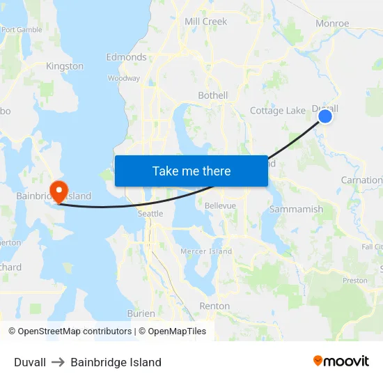 Duvall to Bainbridge Island map