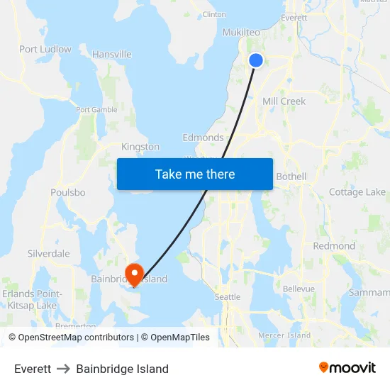 Everett to Bainbridge Island map