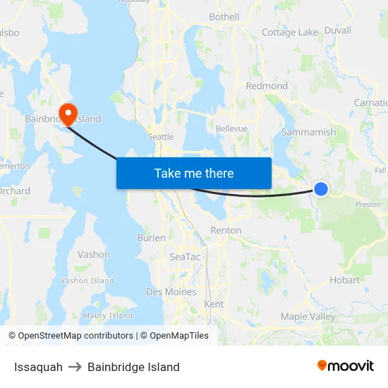 Issaquah to Bainbridge Island map