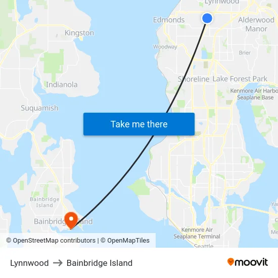 Lynnwood to Bainbridge Island map