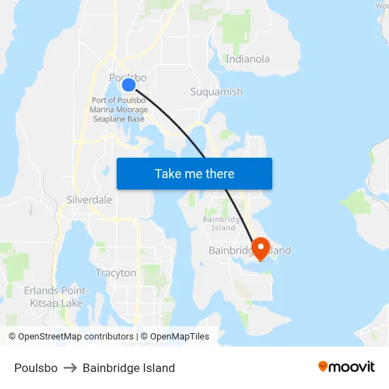 Poulsbo to Bainbridge Island map